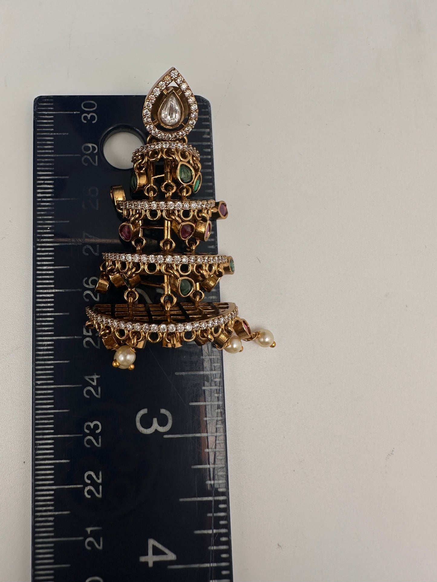 Matte Red Green Kempu Layer Earrings