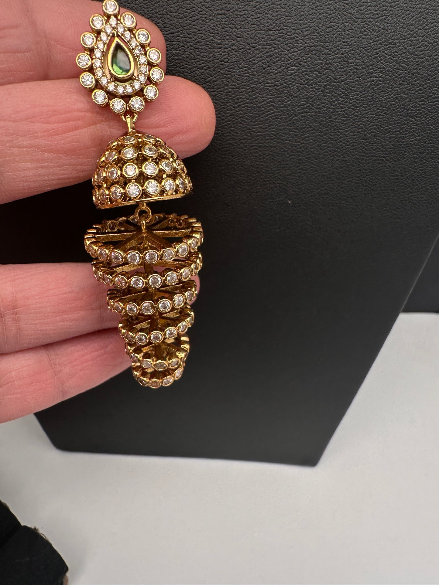 Matte CZ Green Layer Earrings