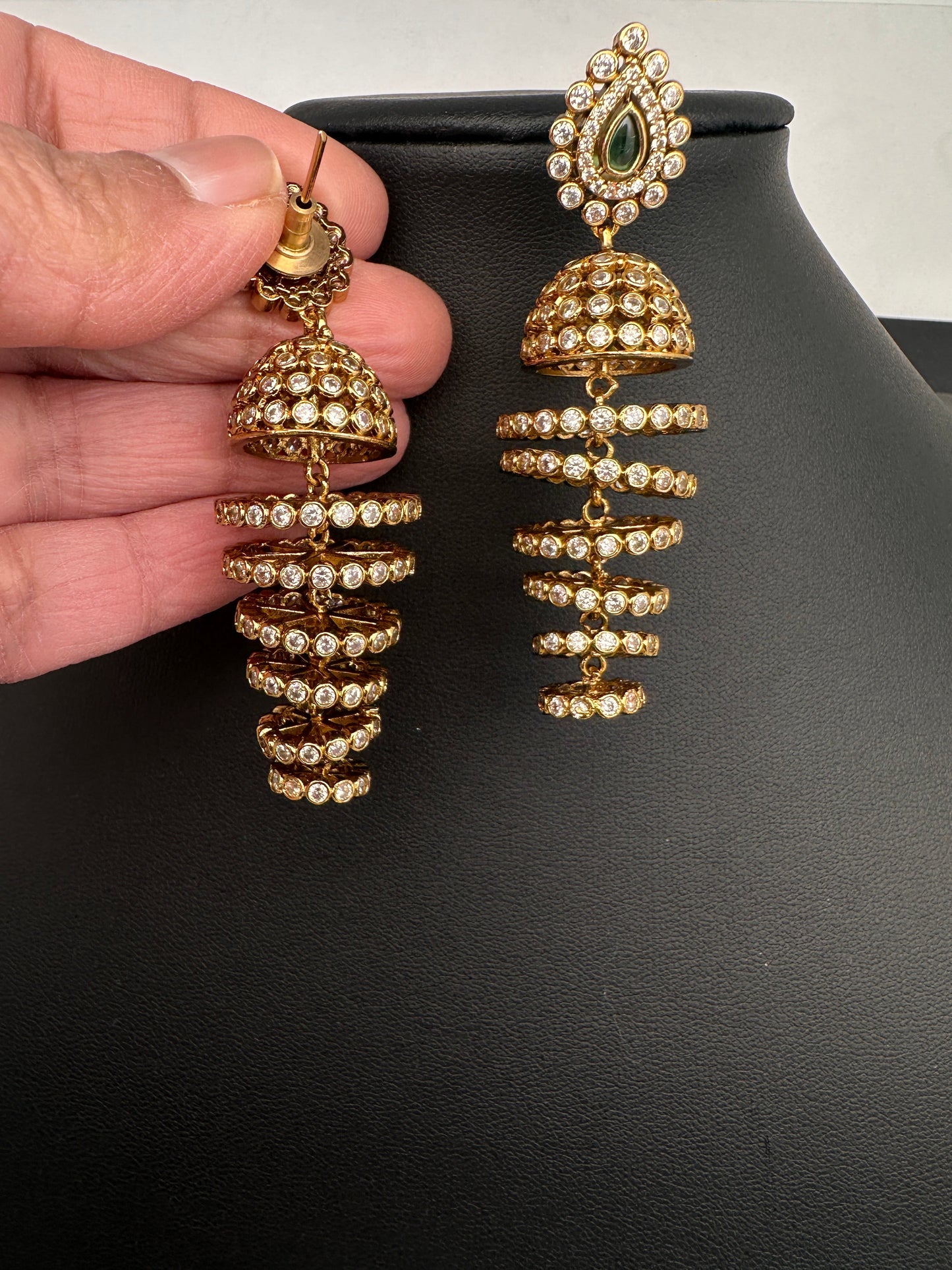 Matte CZ Green Layer Earrings