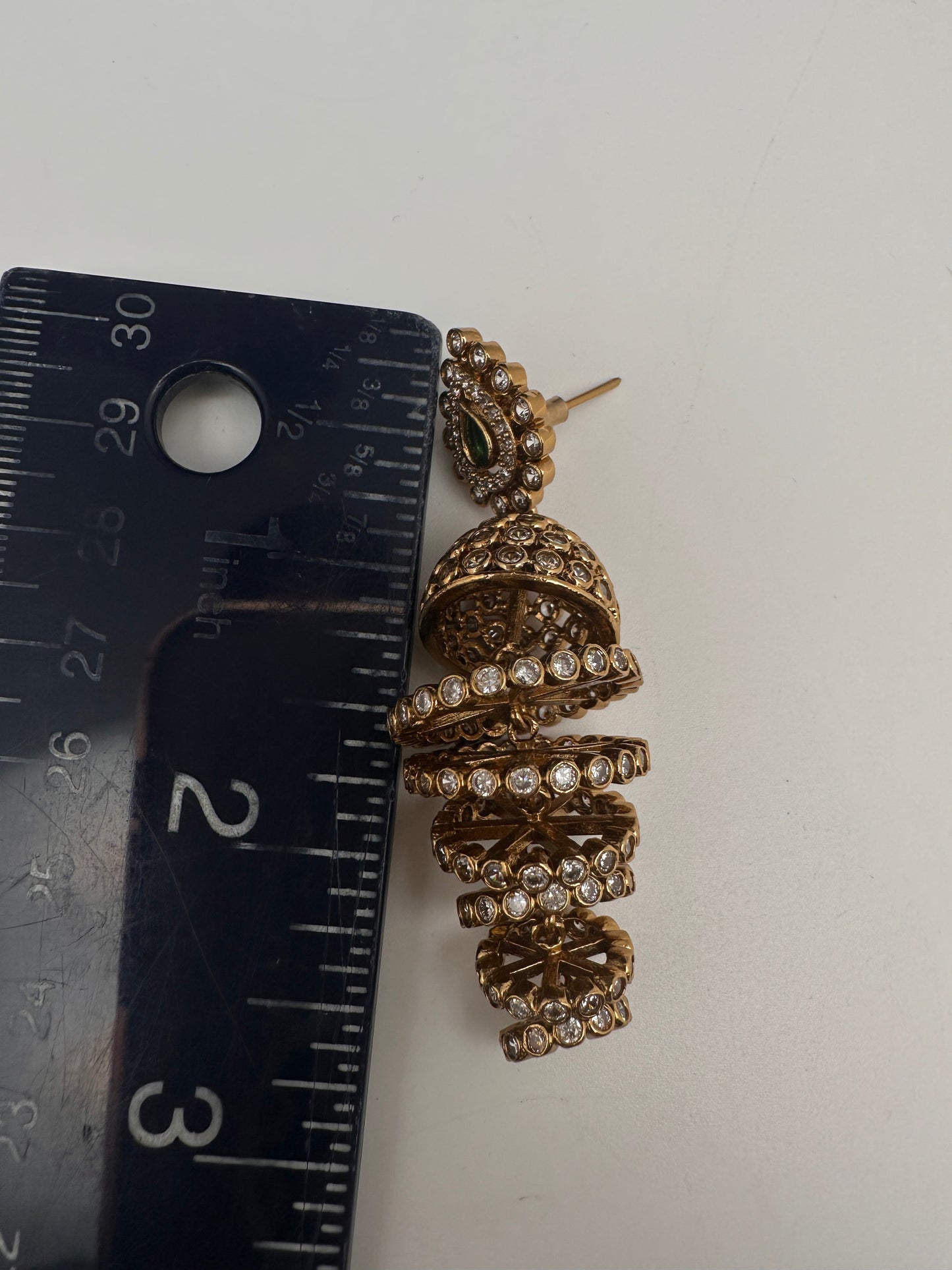 Matte CZ Green Layer Earrings