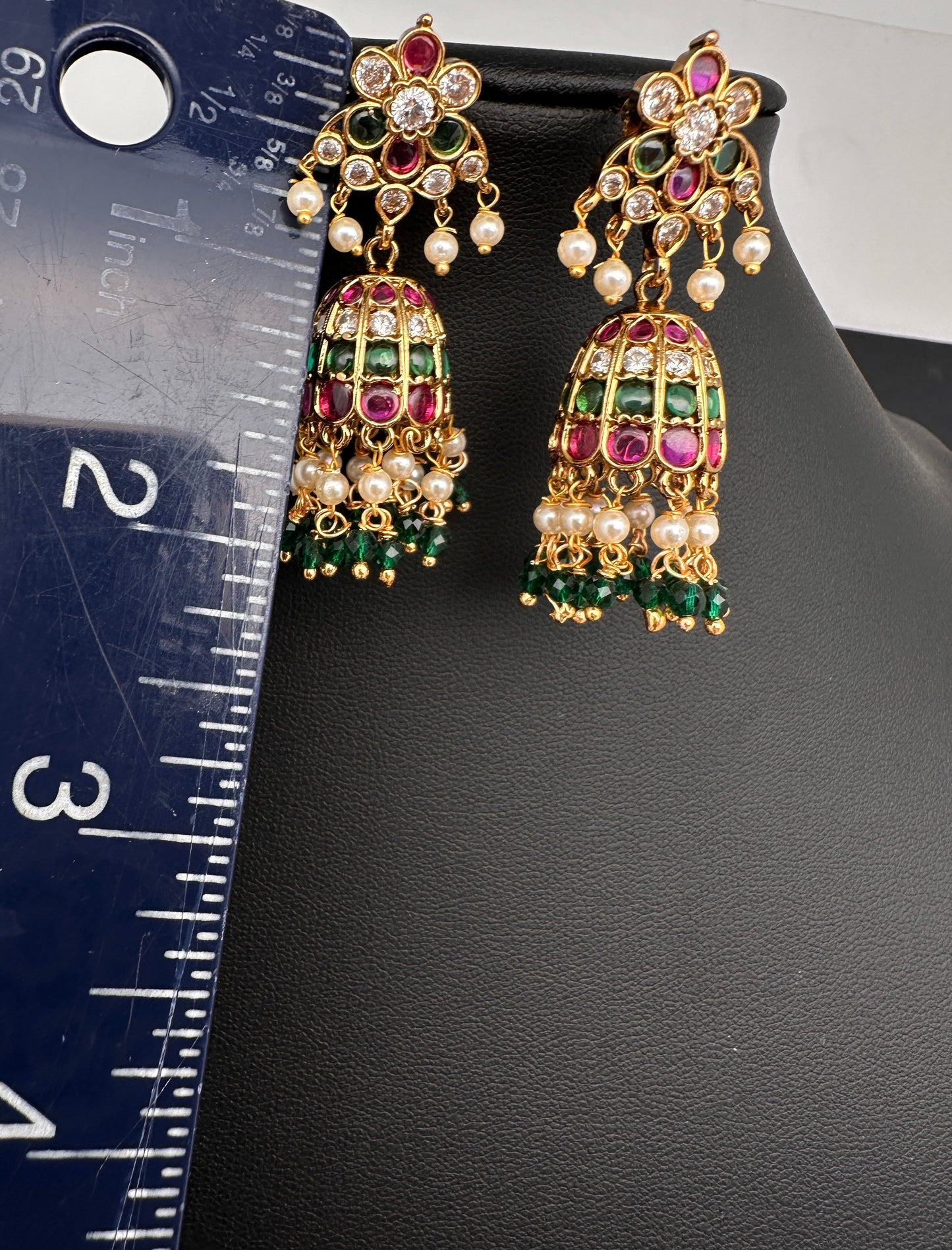 Matte CZ Kemp Jhumkis Earrings