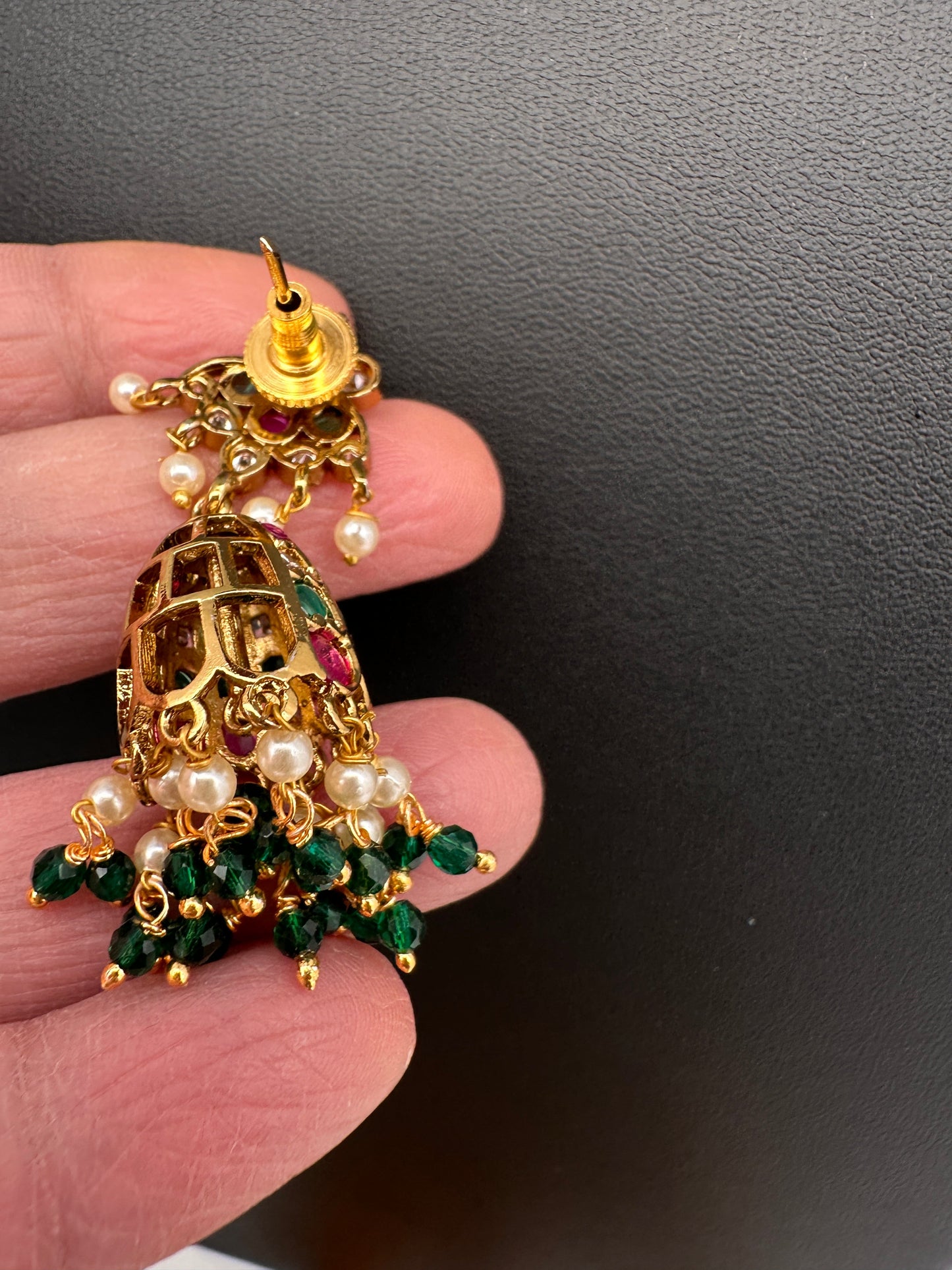 Matte CZ Kemp Jhumkis Earrings