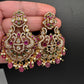 Kemp CZ Matte Chandbali Earrings - Red