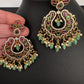 Matte CZ Kemp Chandbali  With Green Beads