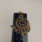 Matte CZ Kemp Chandbali  With Green Beads