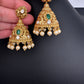 Matte Nakshi Moissanite Jhumka Earrings - Green