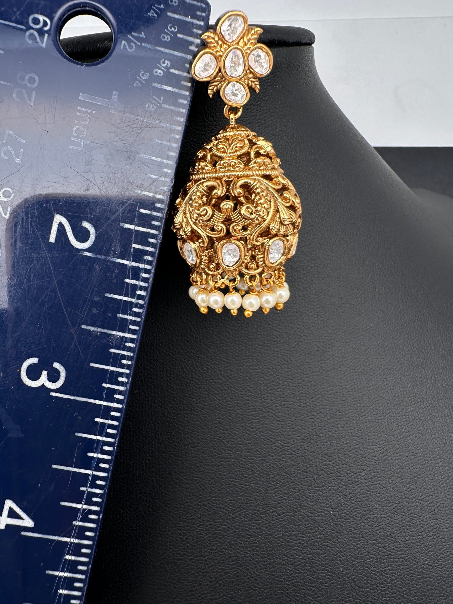 Matte Nakshi Moissanite Jhumka Earrings