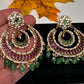 Matte Kemp Chandballi Earrings - Green