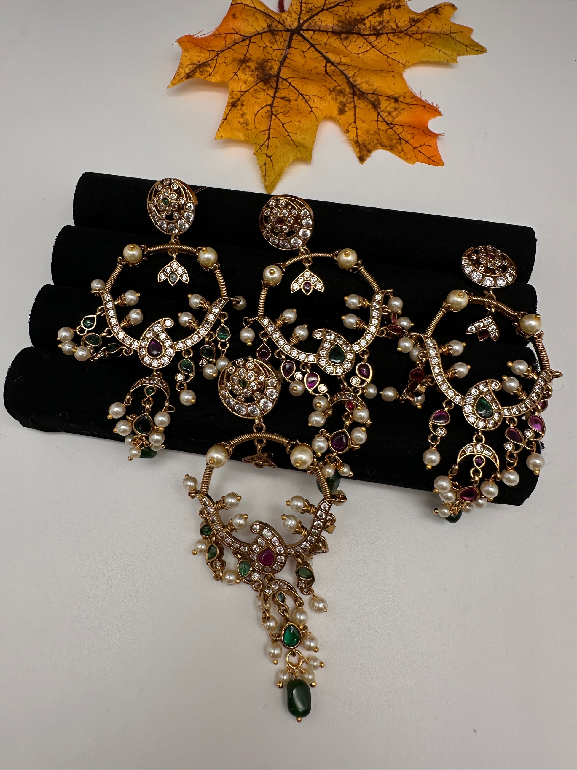 Matte Kemp Light Weight Chandballi Earrings - Green