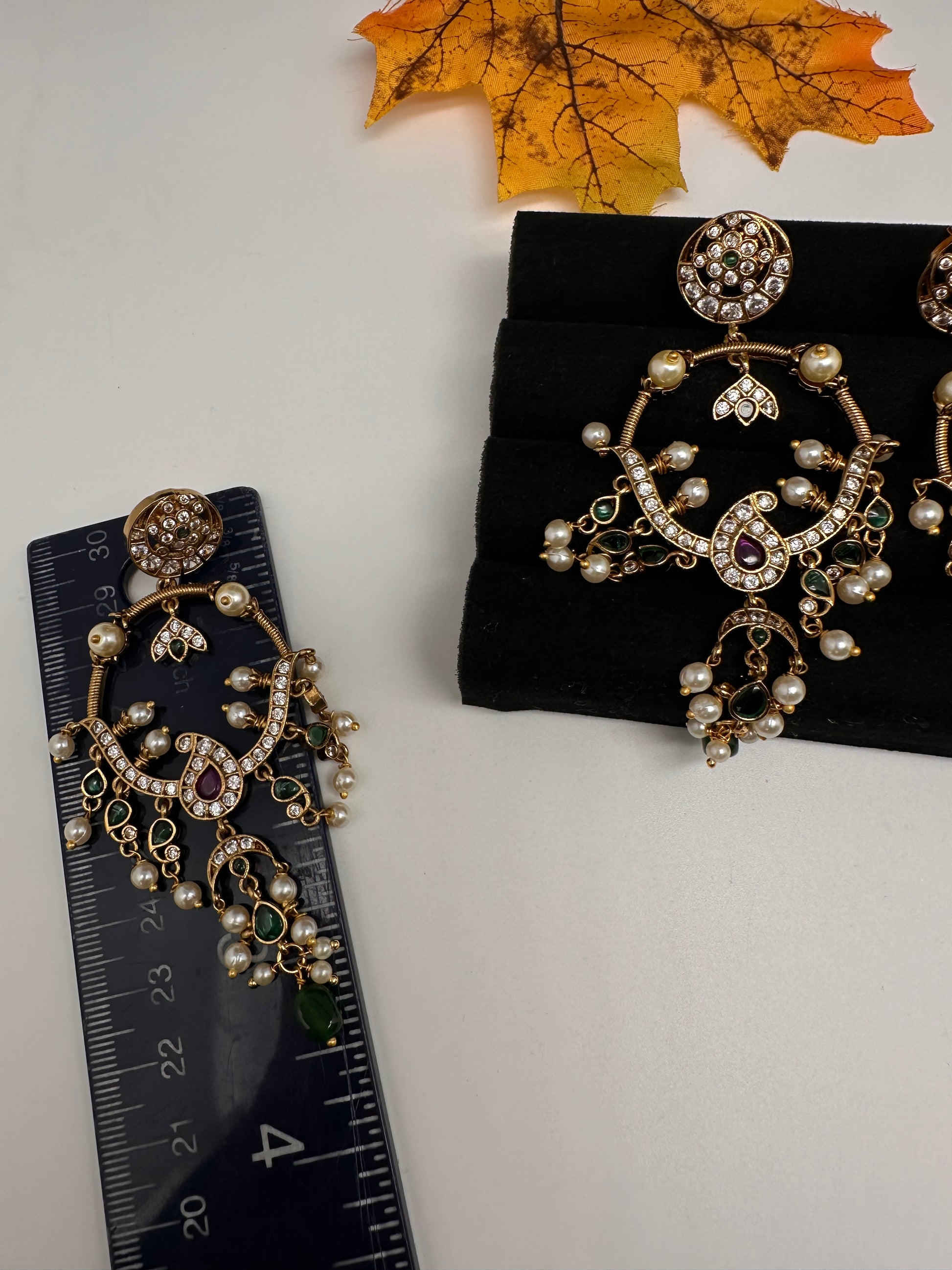 Matte Kemp Light Weight Chandballi Earrings - Green