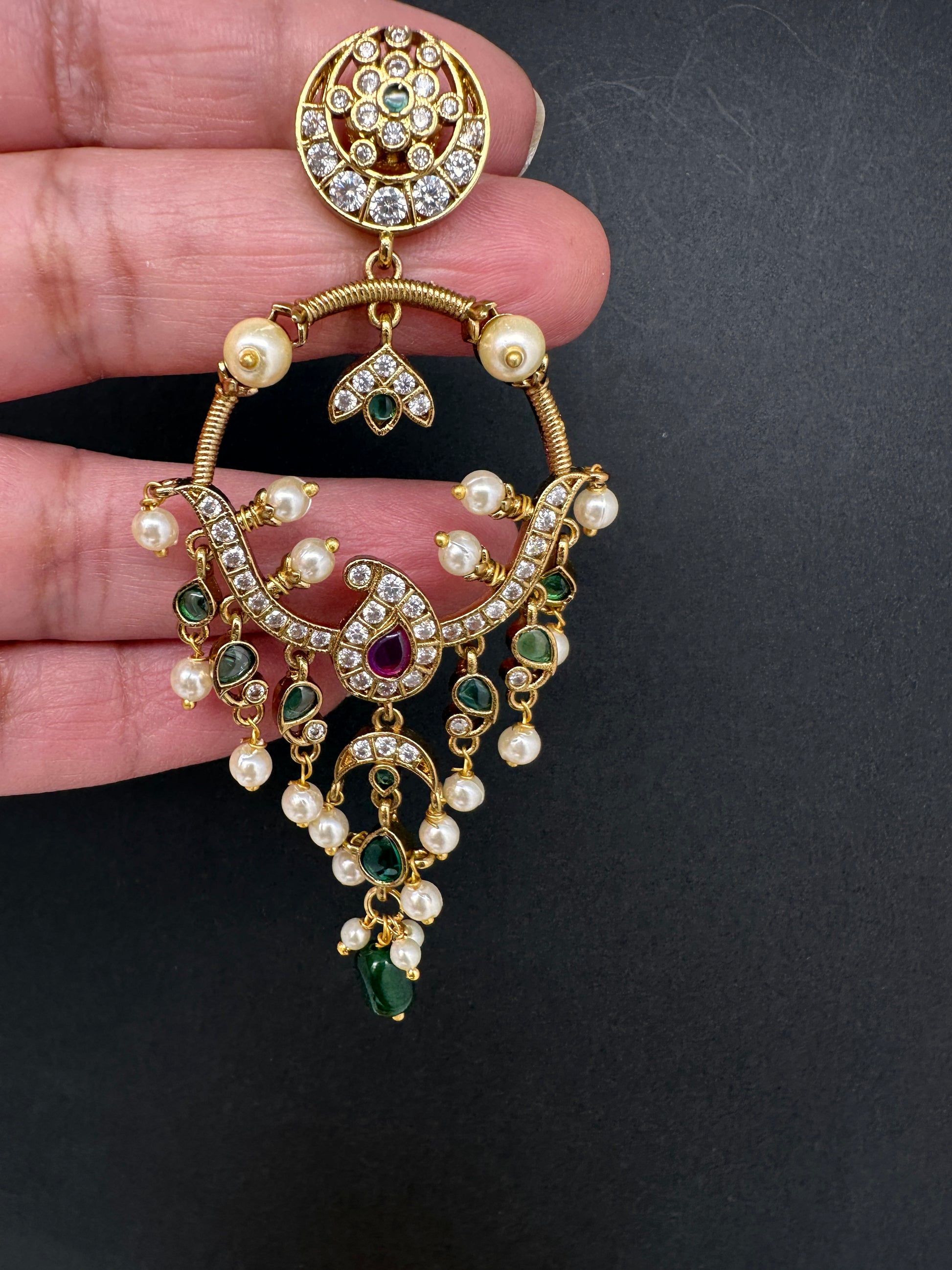 Matte Kemp Light Weight Chandballi Earrings - Red