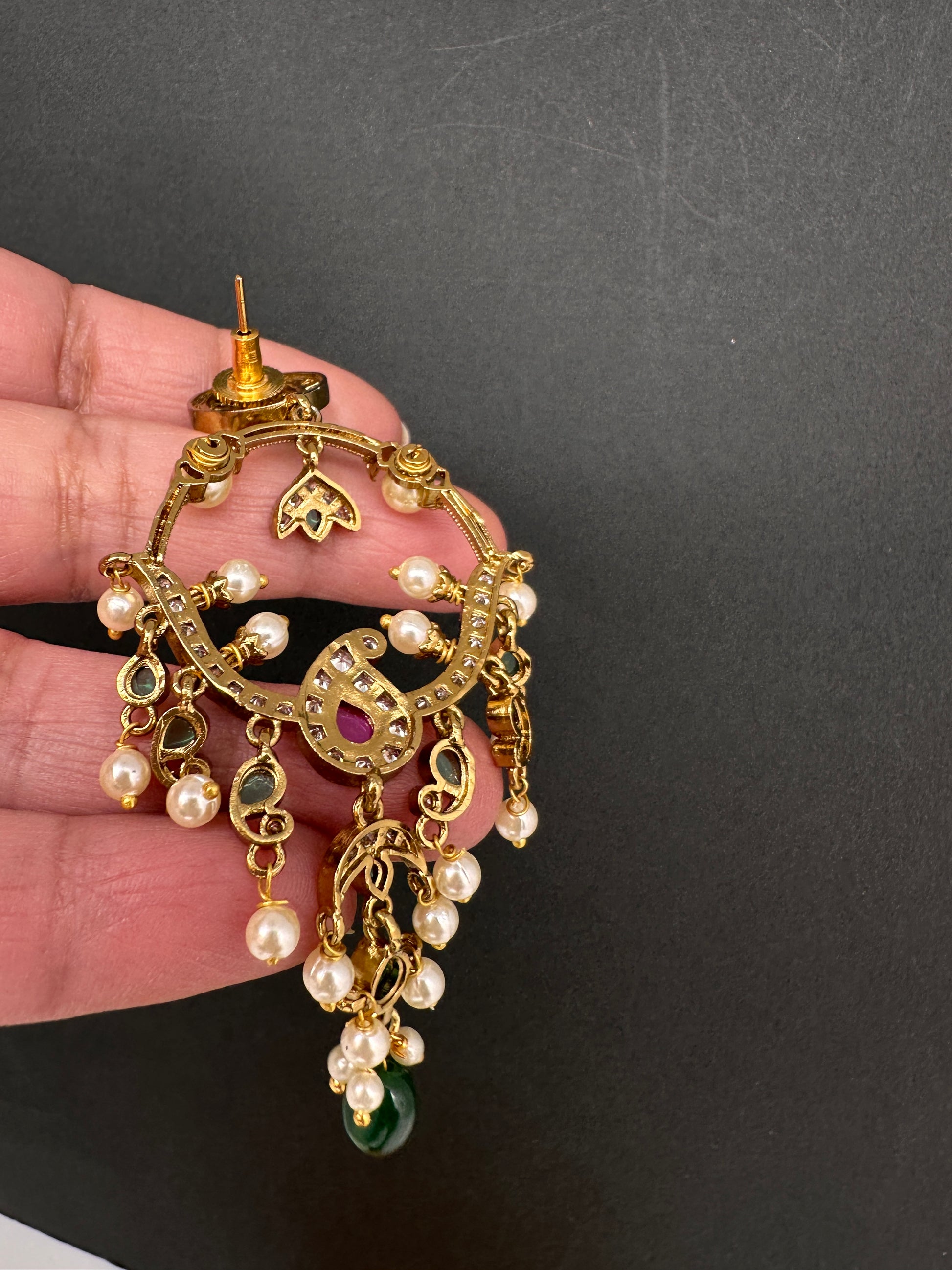 Matte Kemp Light Weight Chandballi Earrings - Red
