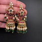 Matte Kempu Floral Jhumka Earrings - 