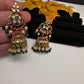 Matte Kempu Floral Jhumka Earrings - 