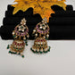 Matte Kempu Floral Jhumka Earrings - 