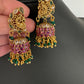 Matte Kempu Peaccock Jhumka Earrings - 
