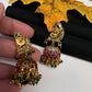 Matte Kempu Peaccock Jhumka Earrings - 