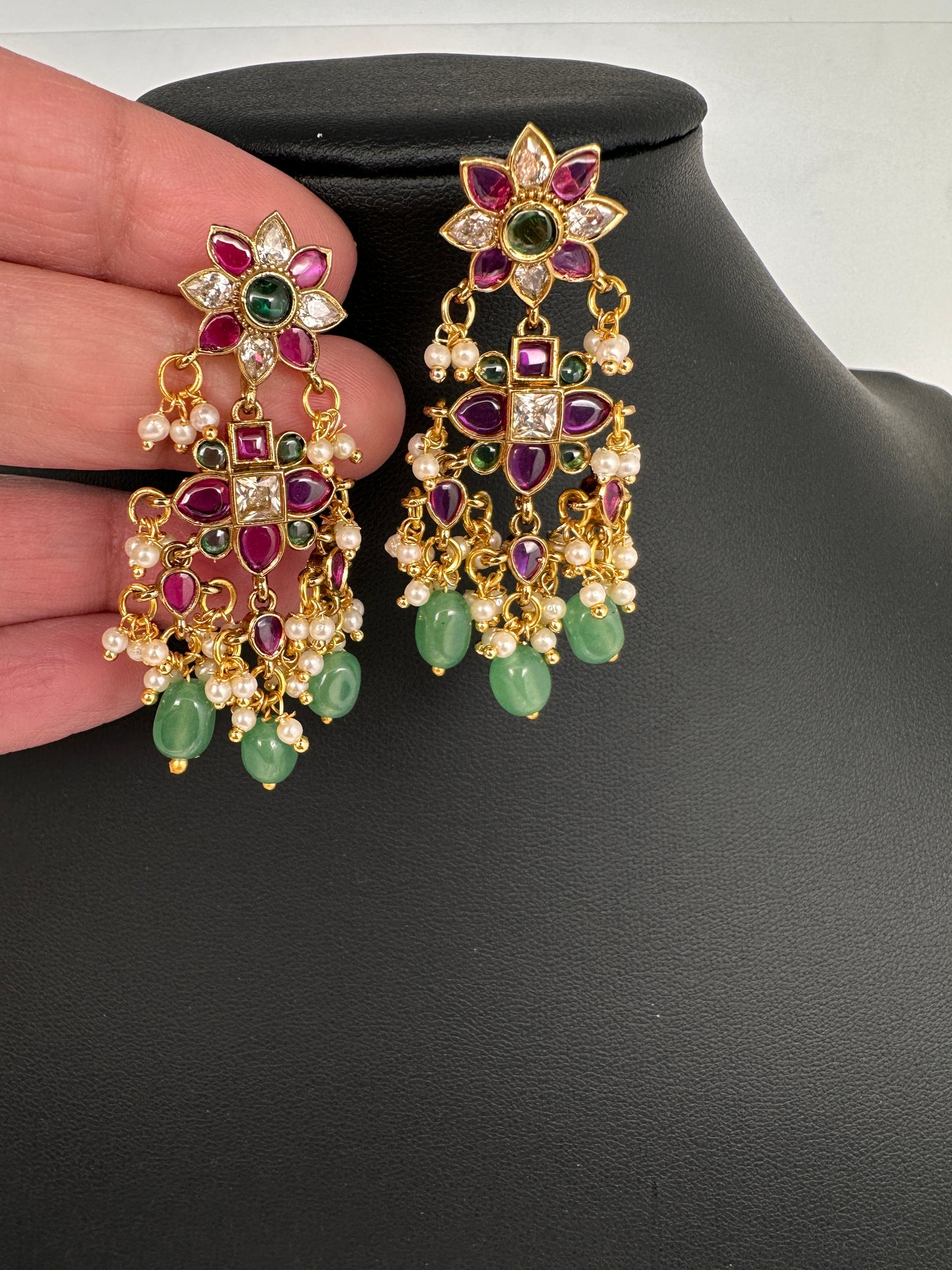 Matte Kempu Traditional Earrings - 