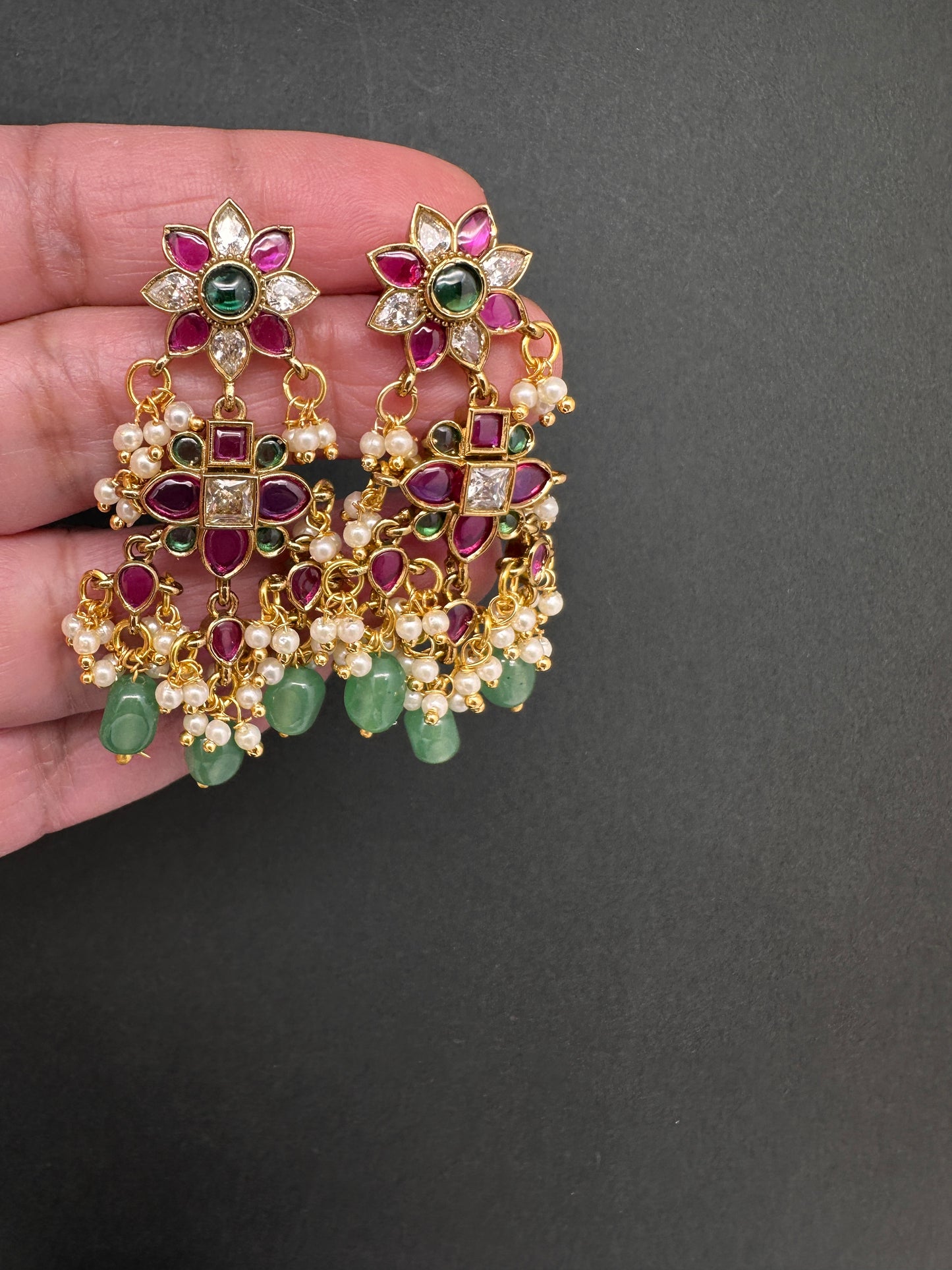 Matte Kempu Traditional Earrings - 