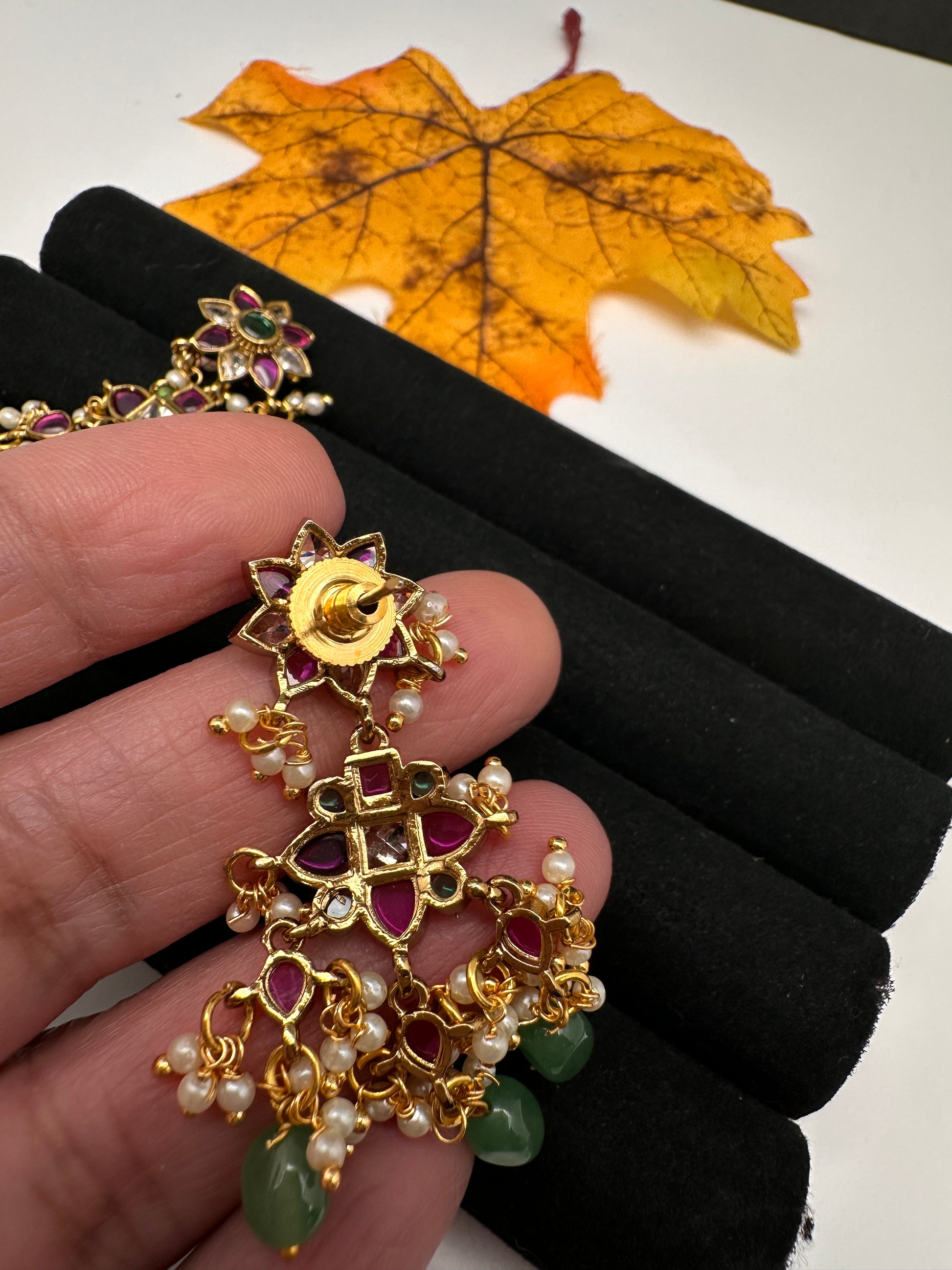 Matte Kempu Traditional Earrings - 