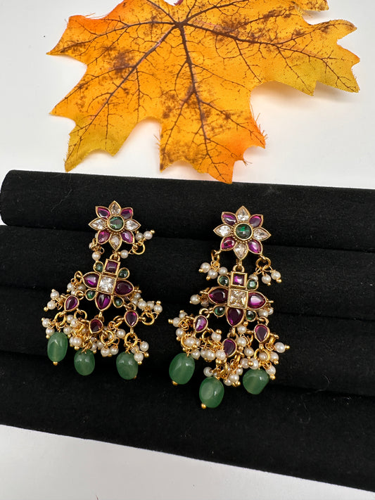 Matte Kempu Traditional Earrings - 