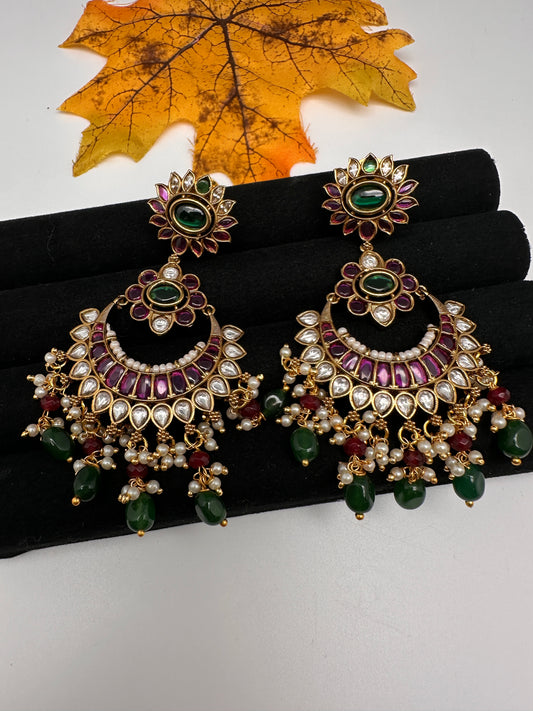 Matte Kemp Traditional Chandballi Earrings - 