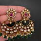 Matte Kemp Chandballi Earrings - Green