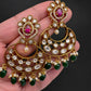 Matte Kemp Chandballi Earrings - Green