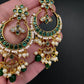 Matte Kemp Chandballi Earrings - Green