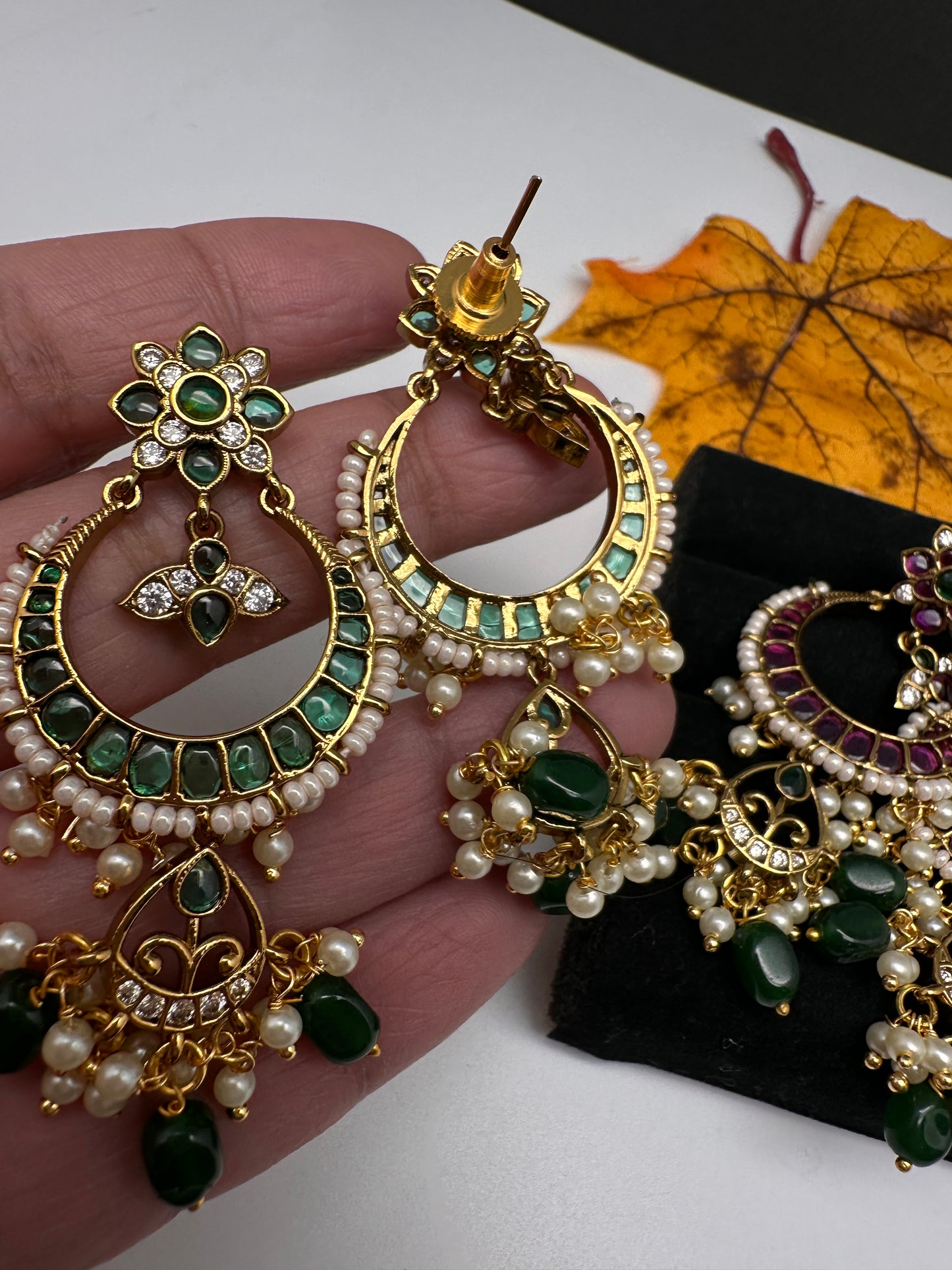 Matte Kemp Chandballi Earrings - Red