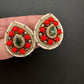 Victorian Navratan Coral Stud Earrings - CoralGreen