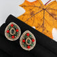 Victorian Navratan Coral Stud Earrings - Multi