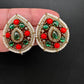Victorian Navratan Coral Stud Earrings - Multi