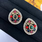 Victorian Navratan Coral Stud Earrings - Navratan