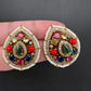 Victorian Navratan Coral Stud Earrings - Navratan