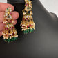 Matte Kempu Peaccock Jhumka Earrings - Multi