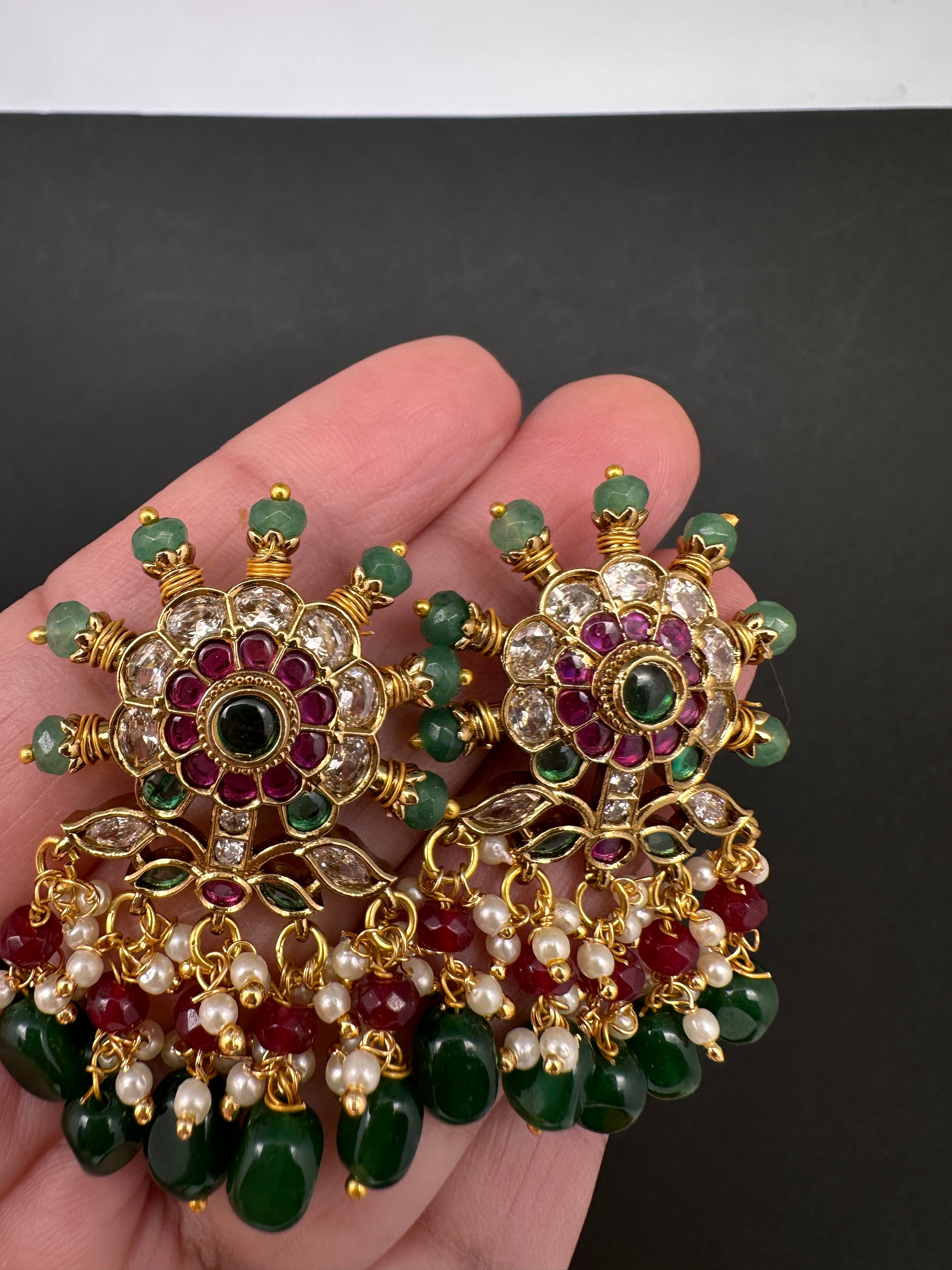 Matte Kempu Traditional Earrings - 