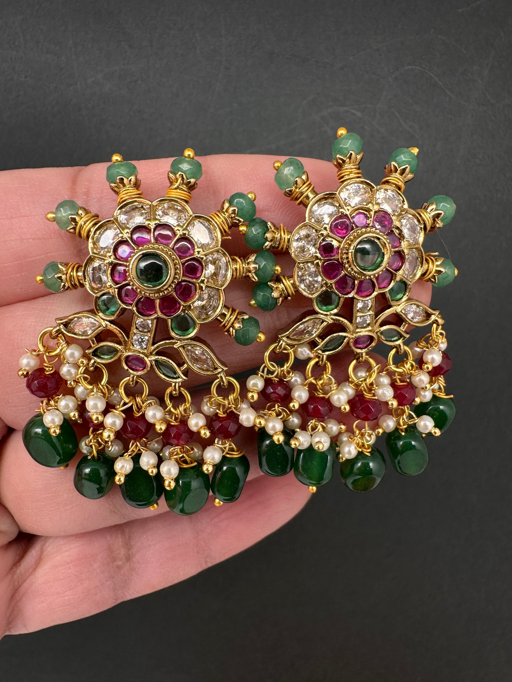 Matte Kempu Traditional Earrings - 