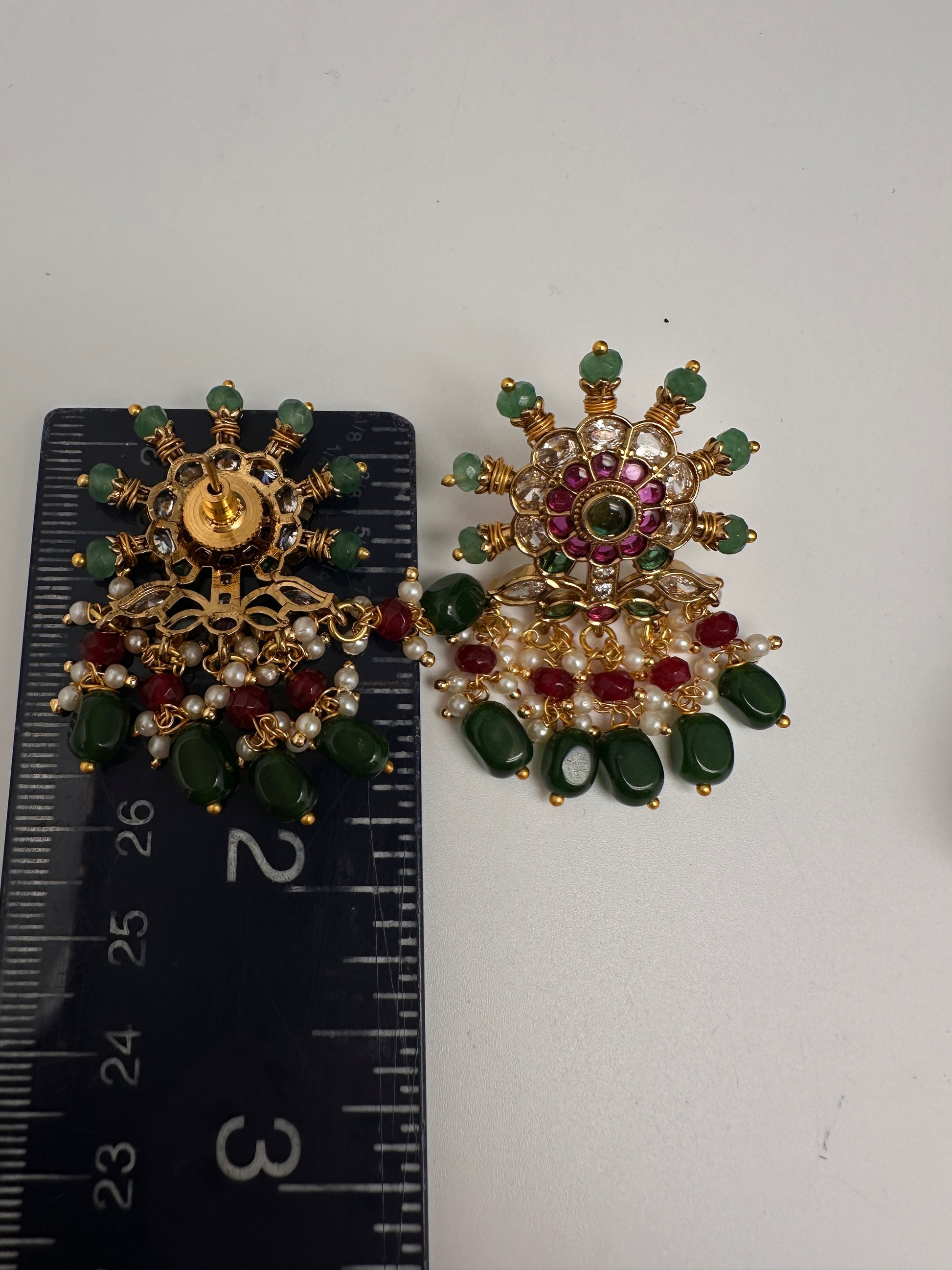 Matte Kempu Traditional Earrings - 