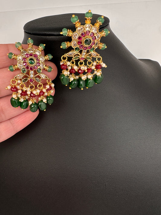 Matte Kempu Traditional Earrings - 
