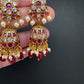 Matte CZ Red Jhumka Earrings - 