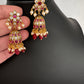 Matte CZ Red Jhumka Earrings - 