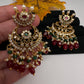 Matte CZ Red Traditional Chandballi Earrings - 