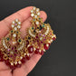 Matte CZ Red Traditional Chandballi Earrings - 