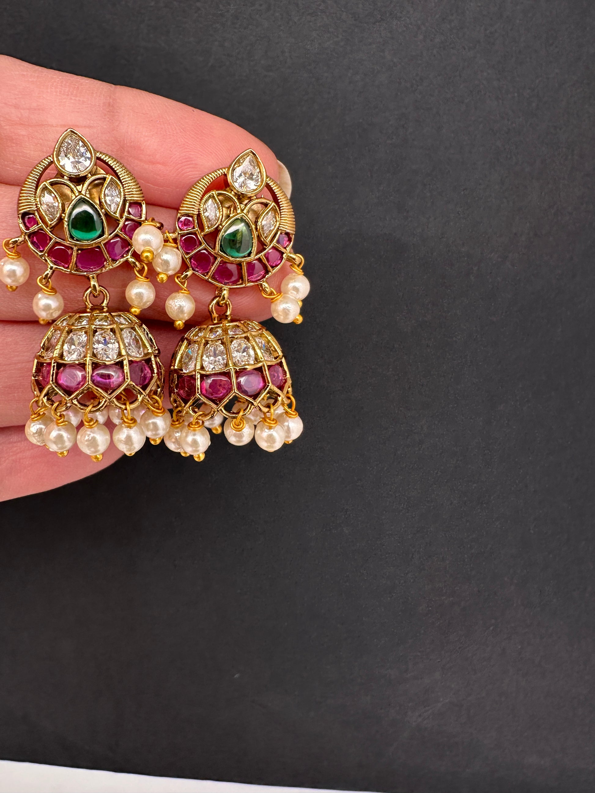 Matte Kempu Small Jhumka Earrings - 