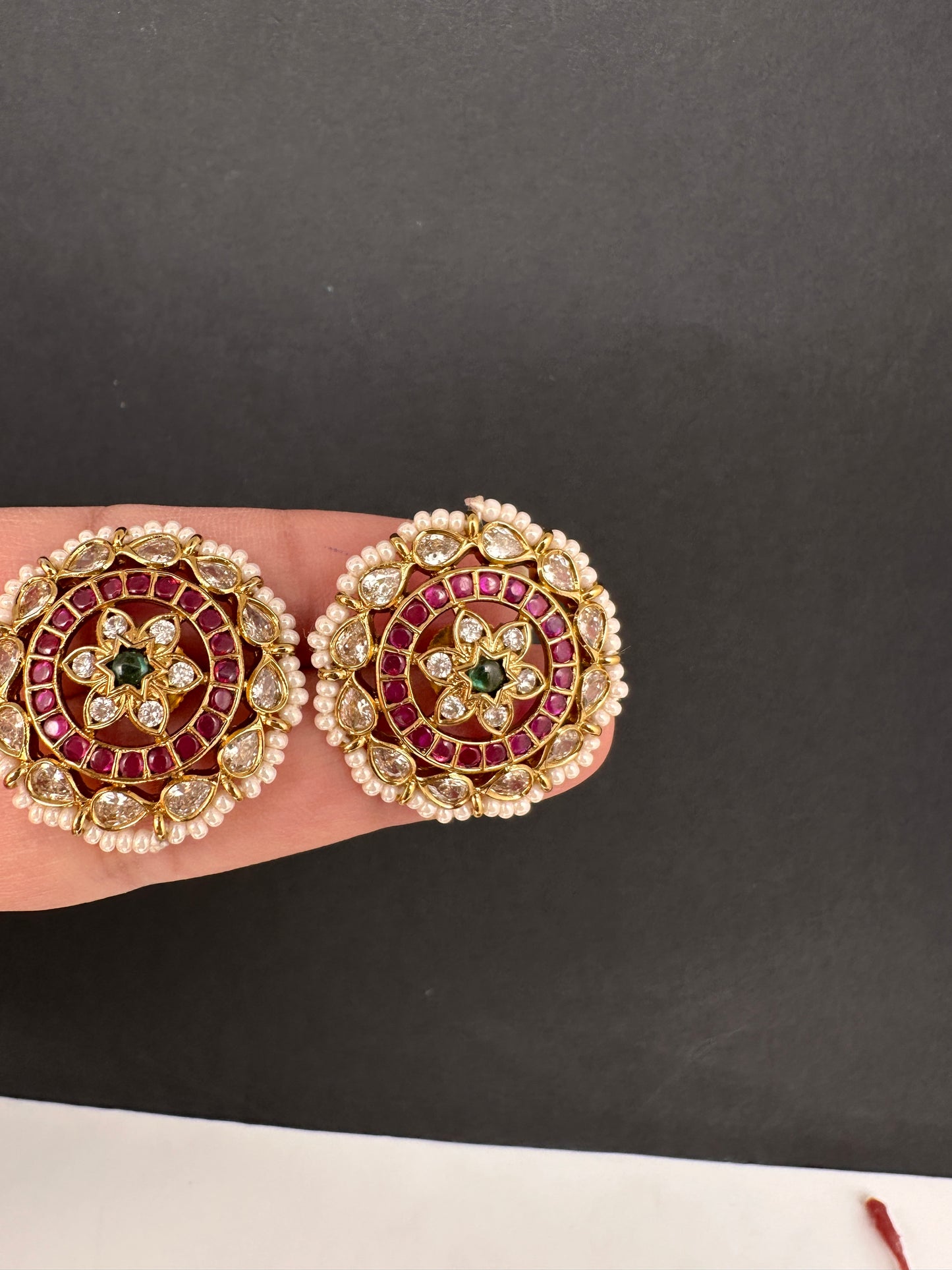 Matte Kempu Stud Earrings - 