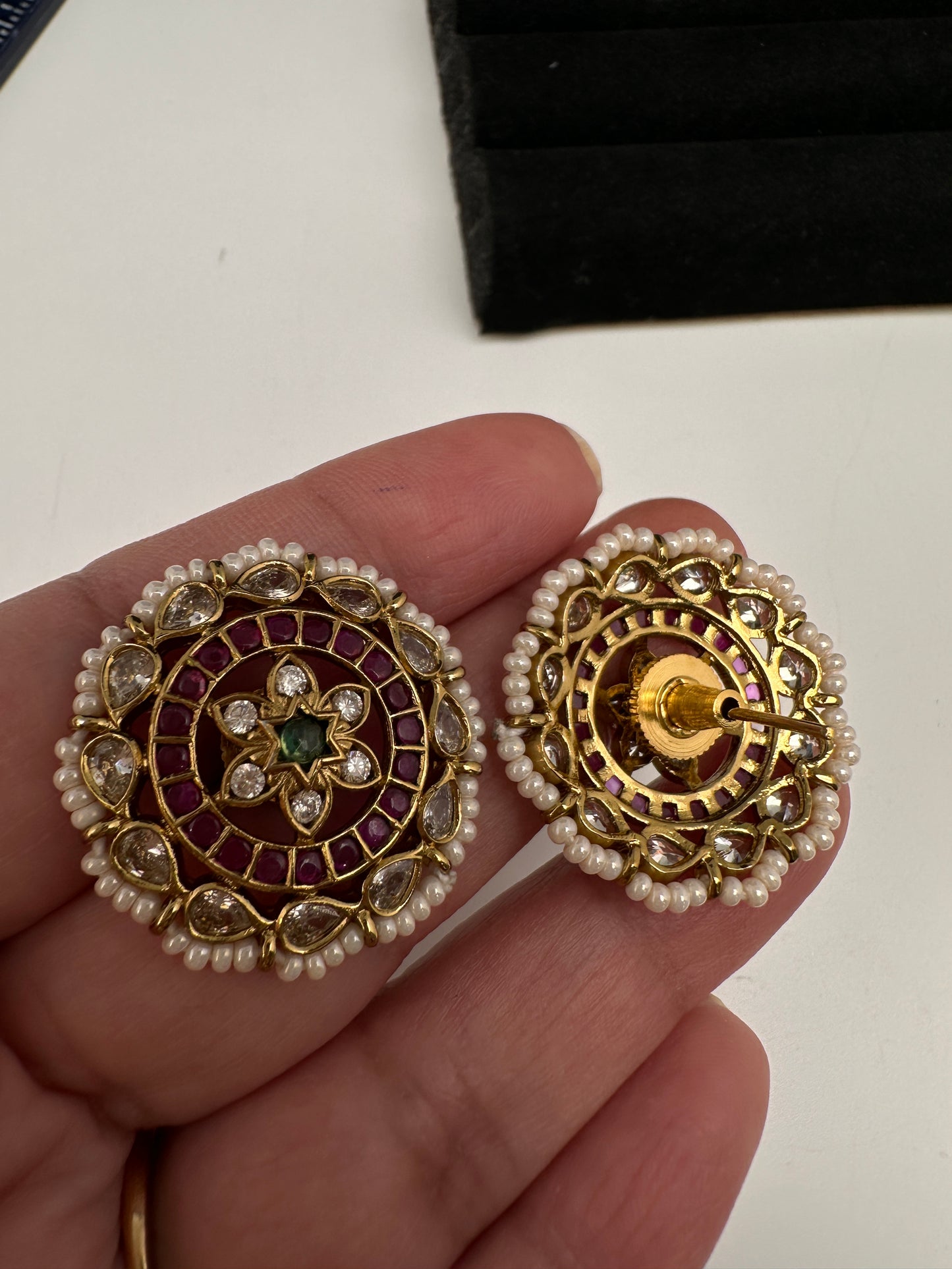 Matte Kempu Stud Earrings - 