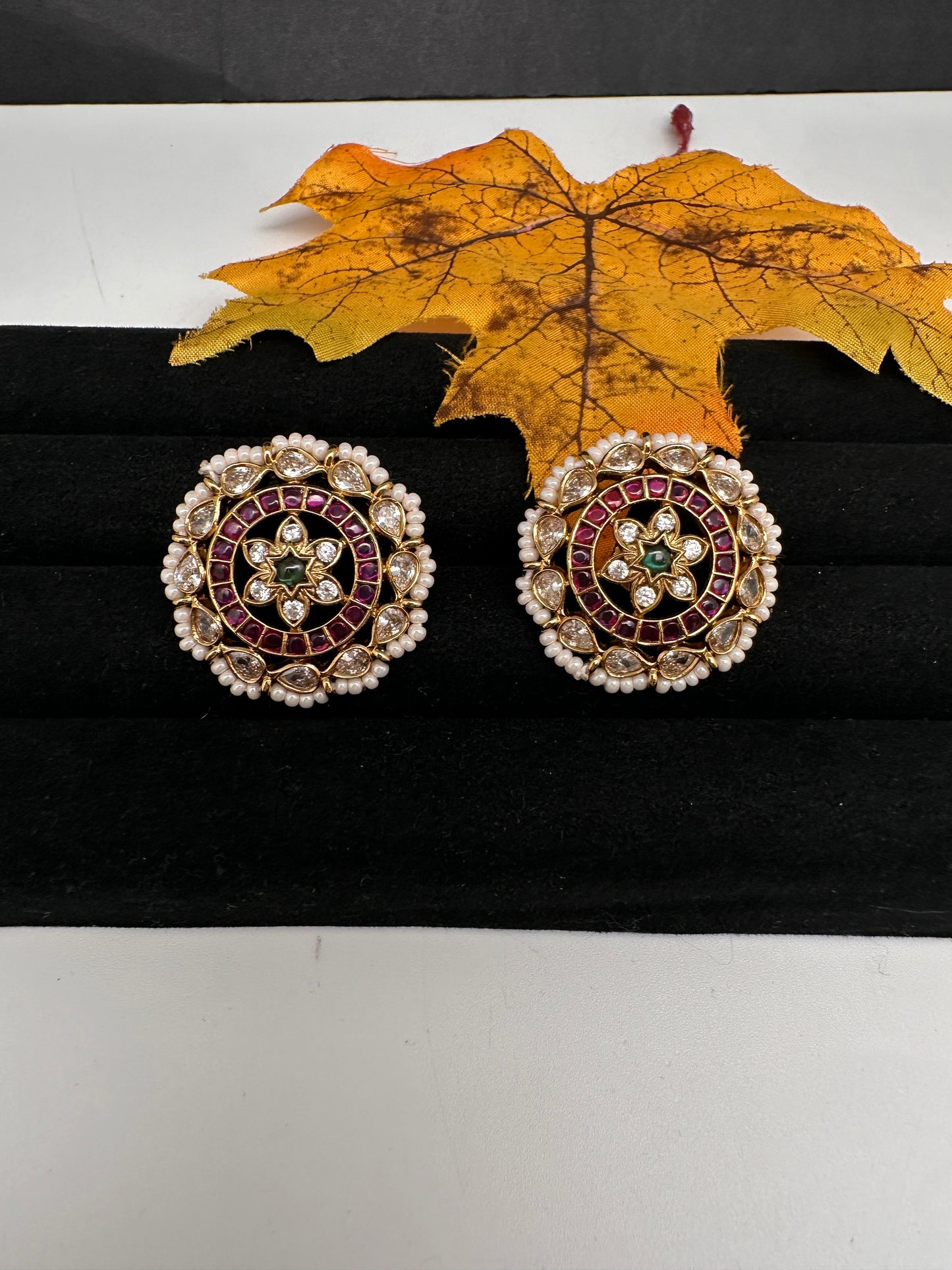 Matte Kempu Stud Earrings - 