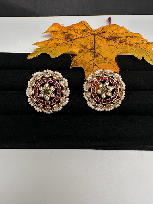 Matte Kempu Stud Earrings - 