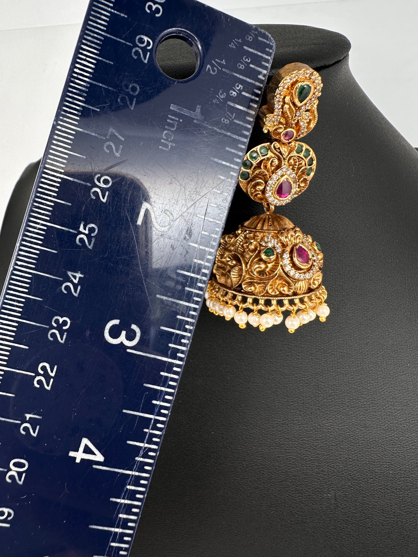 Matte Nakshi Jhumka Earrings - 
